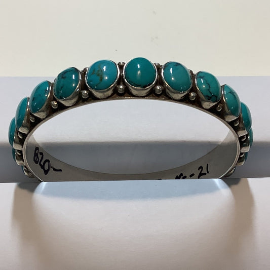 Bangle, Large Oval Blue Turquoise, 27 stone, DD (1) - Turquoise Mustang