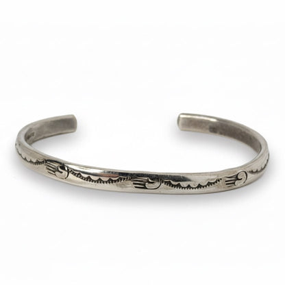 Petite Vintage Thunderbird Stamp Sterling Silver Cuff Bracelet, MM - Turquoise Mustang