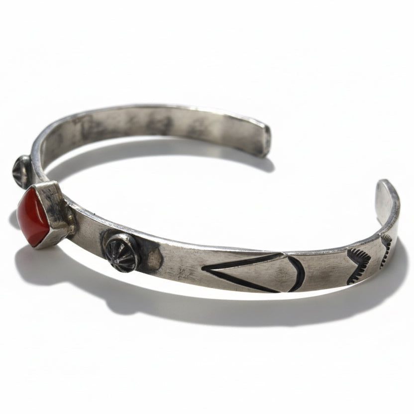 Chaco Single Stone Cuff, Mediterranean Red Coral, Draper - Turquoise Mustang