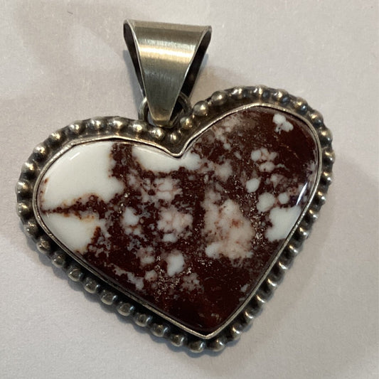 Pendant, Heart Wild Horse Jasper, SE hallmark - Turquoise Mustang