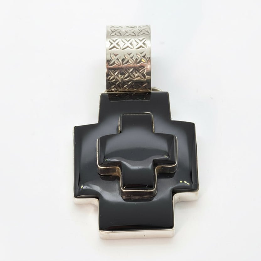 The Cosmos Cross in Black Onyx - Turquoise Mustang