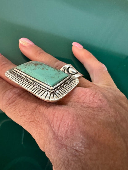 The Phoenix Adjustable Square Ring - Turquoise Mustang
