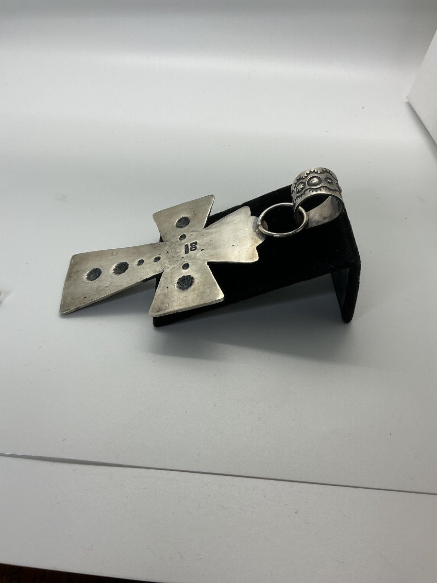 Kingman Turquoise Cross with Heavy Stampwork, Dominique Dixon - Turquoise Mustang