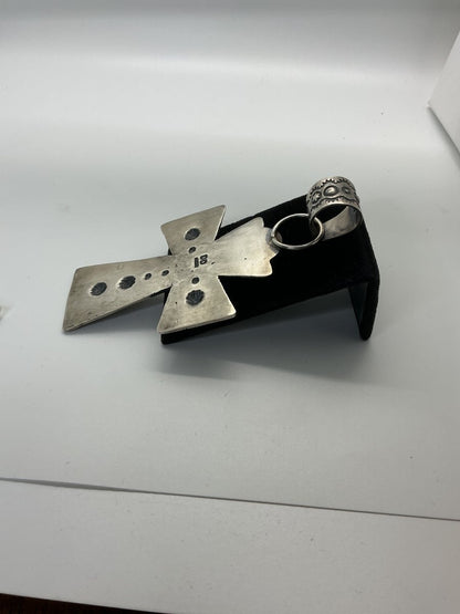 Kingman Turquoise Cross with Heavy Stampwork, Dominique Dixon - Turquoise Mustang