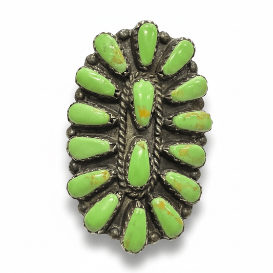 Vintage Navajo Gaspeite Cluster Ring — Size 7.75 - Turquoise Mustang