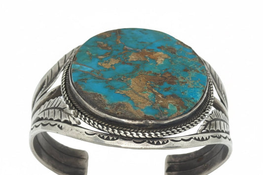 Vintage Natural Royston Mega Cuff Bracelet, by Tully Kee - Turquoise Mustang