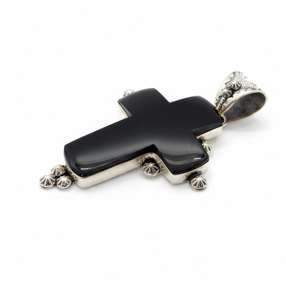 The Sunflower Cross Pendant in Black Onyx - Turquoise Mustang