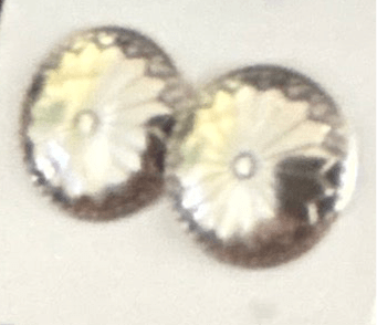 Small Sterling Silver Concho Stud Earrings - Turquoise Mustang