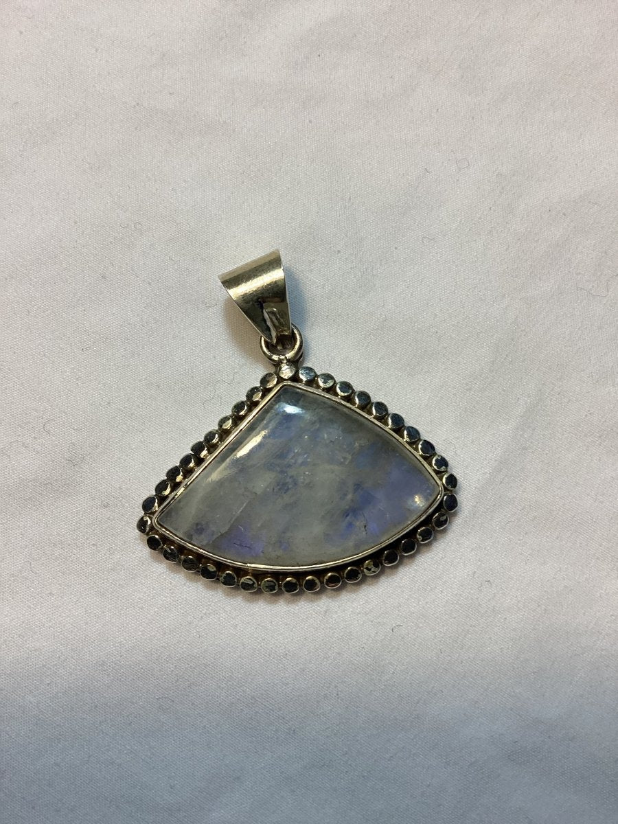 Pendant, Medium Fan shape Moonstone, Darryl Becenti - Turquoise Mustang