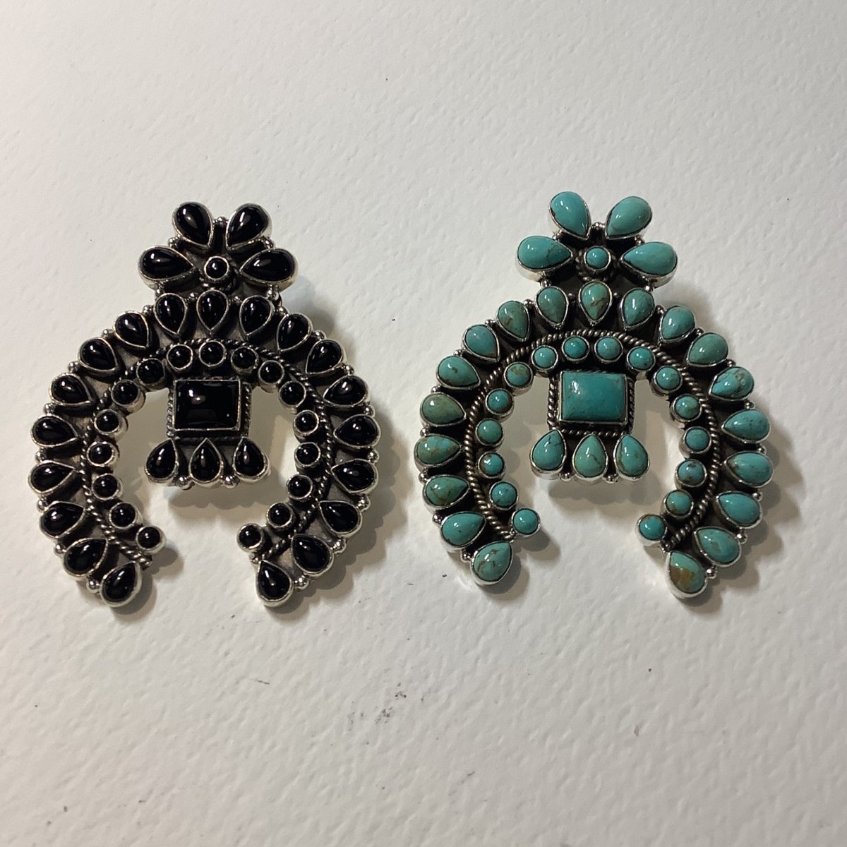Large Turquoise and Onyx Cluster Naja Pendant with Rope Bezel by Dan Dodson - Turquoise Mustang
