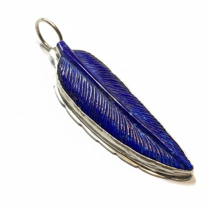 Carved Dimensional Feather Pendant with Picture Jasper by Dan Dodson - Turquoise Mustang