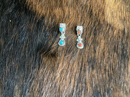 Pendant, Small Turquoise or Coral, with Stone on Bale - Turquoise Mustang