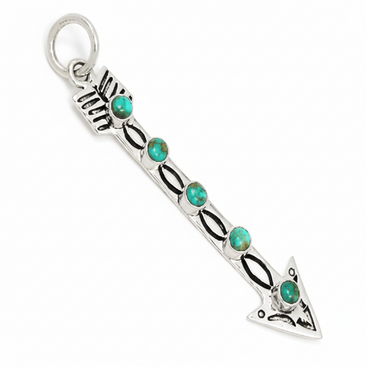 The Arrowleaf Pendant in Sage Green Kingman Turquoise - Turquoise Mustang