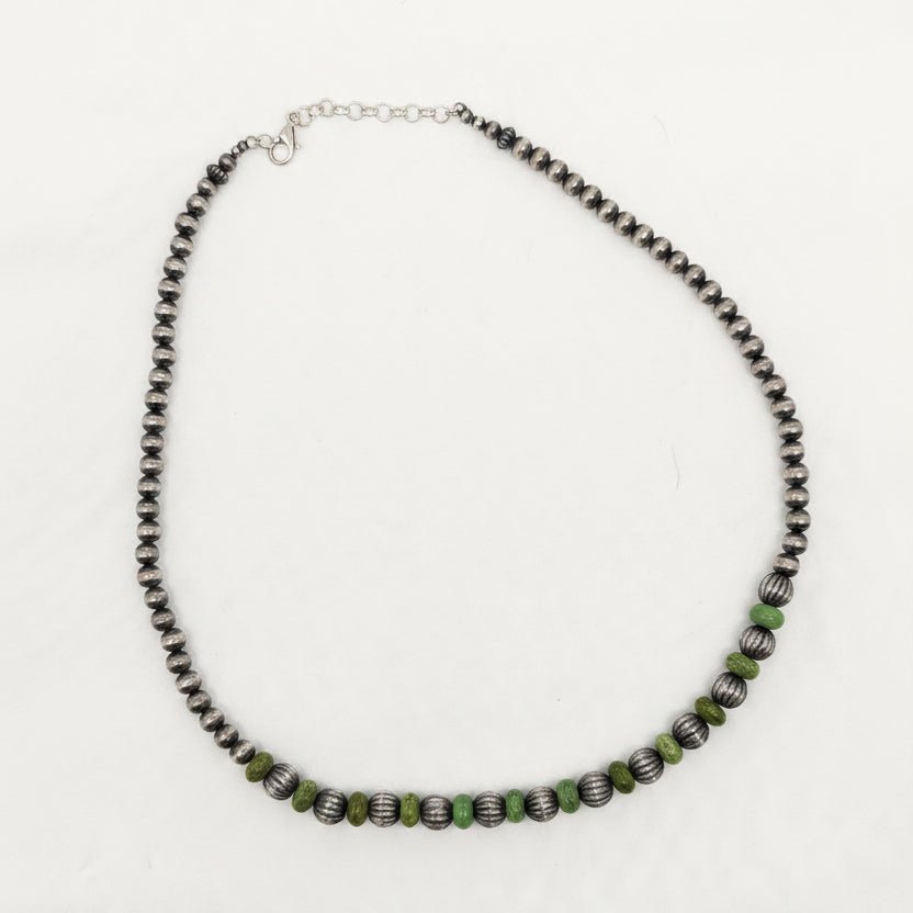 Green Kingman Turquoise & Sterling Silver Necklace - Turquoise Mustang