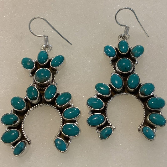 Earrings, Turquoise, Naja Cluster, DD - Turquoise Mustang