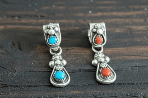 Pendant, Small Turquoise or Coral, with Stone on Bale - Turquoise Mustang