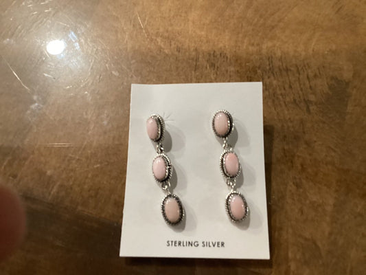 TriPink Opal Oval Drop Earrings - Turquoise Mustang