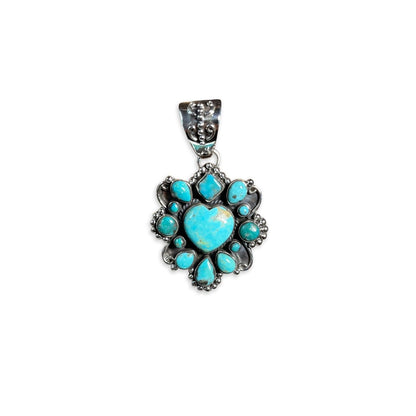 The Lilac Cluster Heart Pendant - Turquoise Mustang