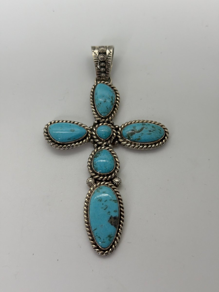 The Euphorbia Cross in Premium Blue Kingman Turquoise - Turquoise Mustang