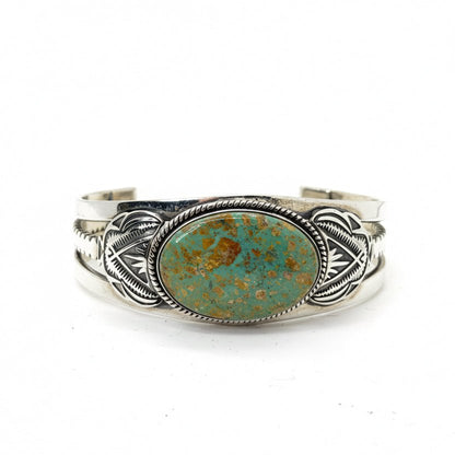 The Veronica Cuff Bracelet in Sage Green Kingman — by TM - Turquoise Mustang