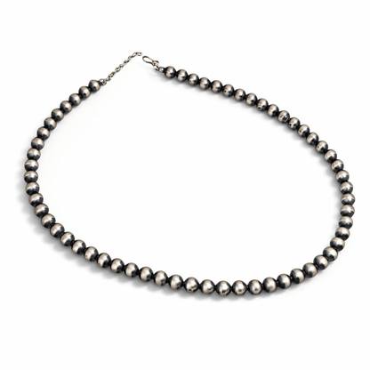 7mm Mustang Silver Pearls Necklace - Turquoise Mustang