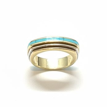 Inlay Stacker Turquoise Ring, Size 5.5 GL Studios - Turquoise Mustang