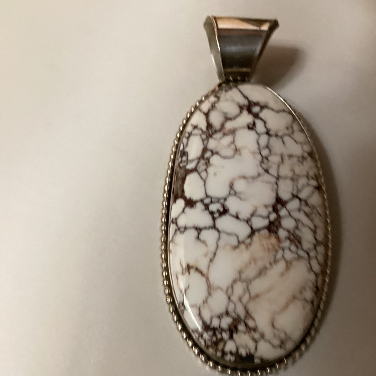 Pendant, extra large oval Wild Horse, raindrop bezel, Mellisa Yazzie - Turquoise Mustang
