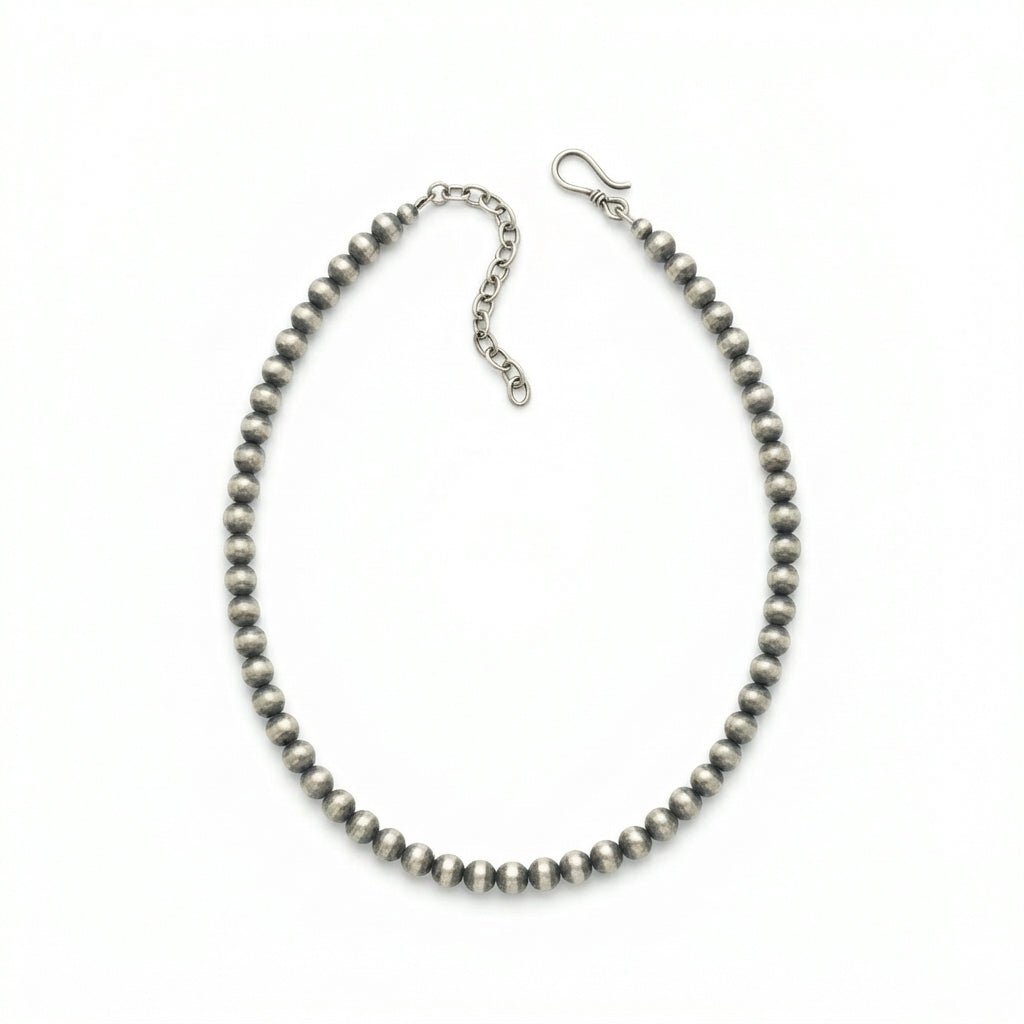 5mm Mustang Silver Pearls - Turquoise Mustang