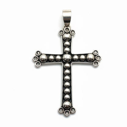 All - Sterling Silver Beaded Cross Pendant, Dan Dodson - Turquoise Mustang