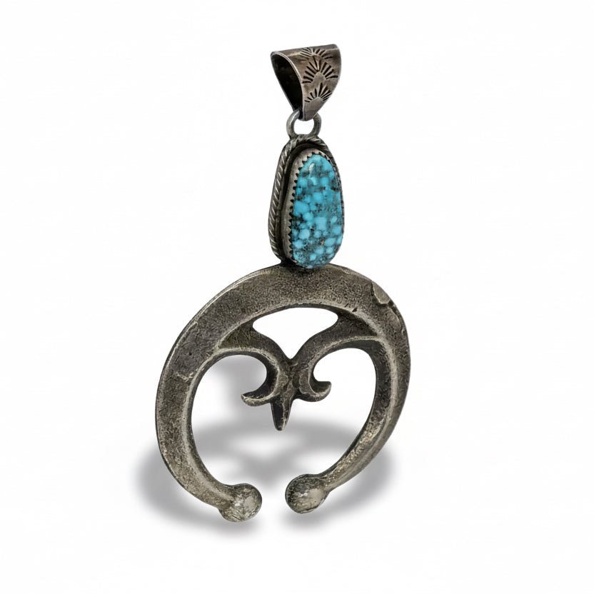 Turquoise Naja Pendant with Sculptural Crescent, Carolyn Tyler (CTY) + T3 - Turquoise Mustang