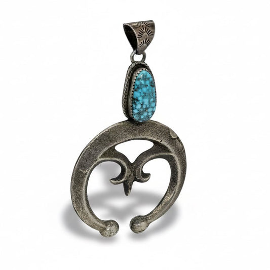 Turquoise Naja Pendant with Sculptural Crescent, Carolyn Tyler (CTY) + T3 - Turquoise Mustang
