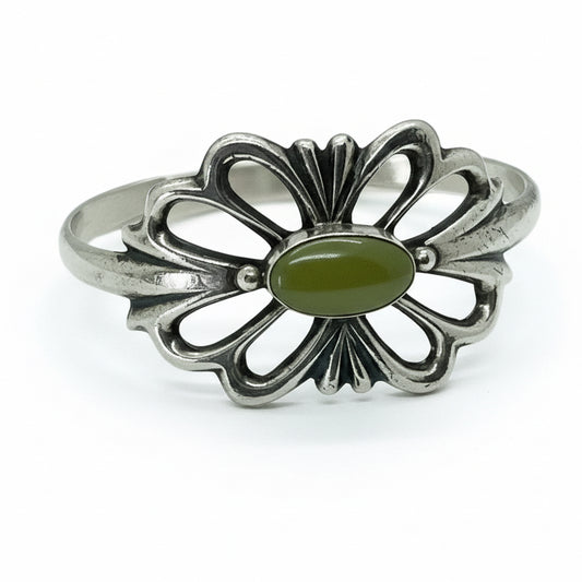 Tufa Cast Cuff With Oval Royston Turquoise center by Emma & Wilson Carviso, Jr - Turquoise Mustang