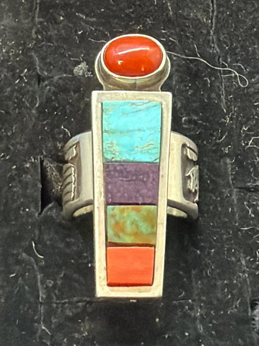 Heavy Storyteller Shank with Cobblestone Corn Maiden Ring, Size 7.5 Aaron John - Turquoise Mustang