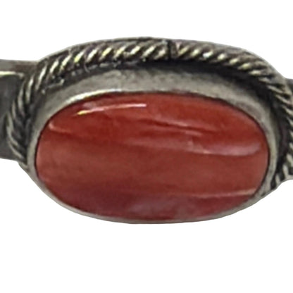 Pueblo Cuff, Orange Spiny Oyster, Danny Henio - Turquoise Mustang