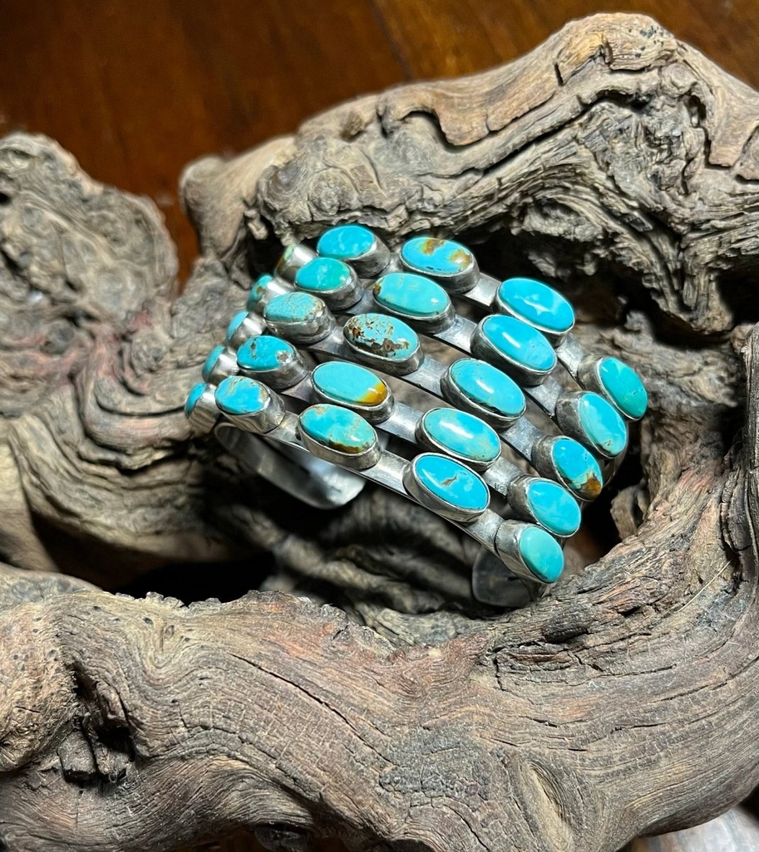 The Tea Rose Cuff Bracelet - Turquoise Mustang