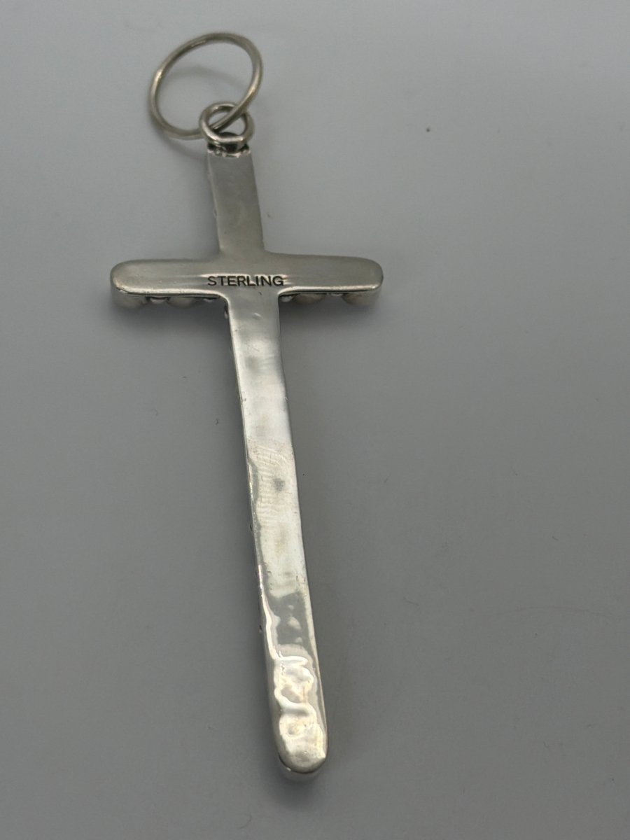 The Morning Glory Narrow Cross in Freshwater Pearl, TM - Turquoise Mustang