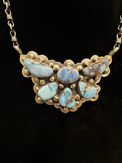 XL Golden Hills Bar Cluster Necklace - Turquoise Mustang