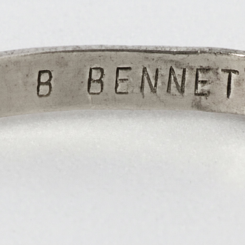 Vintage Sterling Silver Petite Stamped Cuff with Sleeping Beauty Turquoise, B. Bennett - Turquoise Mustang