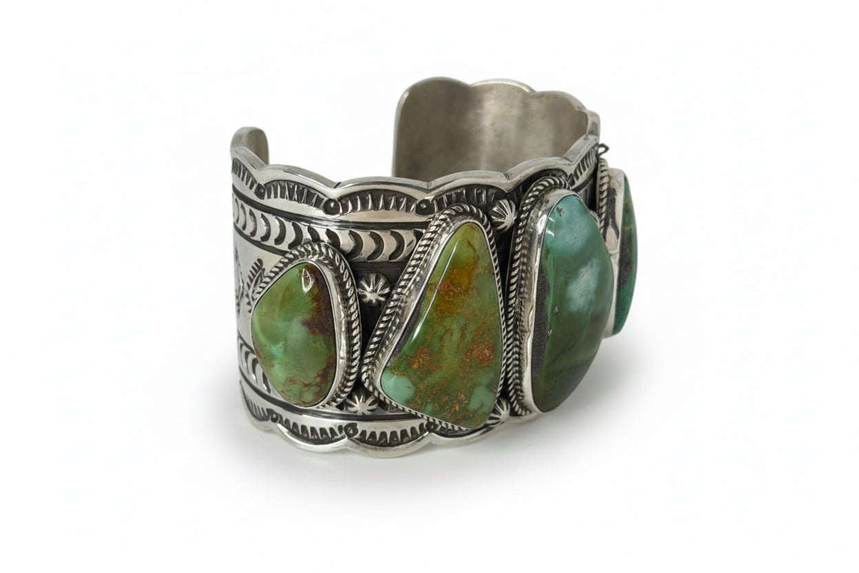 Royston 5 - Stone Mega Cuff Bracelet, D. Delgarito - Turquoise Mustang