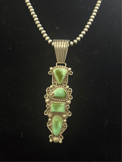 Pendant, Petite Royston 4 - Stone Drop, Rope and wire Bezel, Geneva JA - Turquoise Mustang