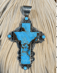 The Primrose Cross Pendant - Turquoise Mustang