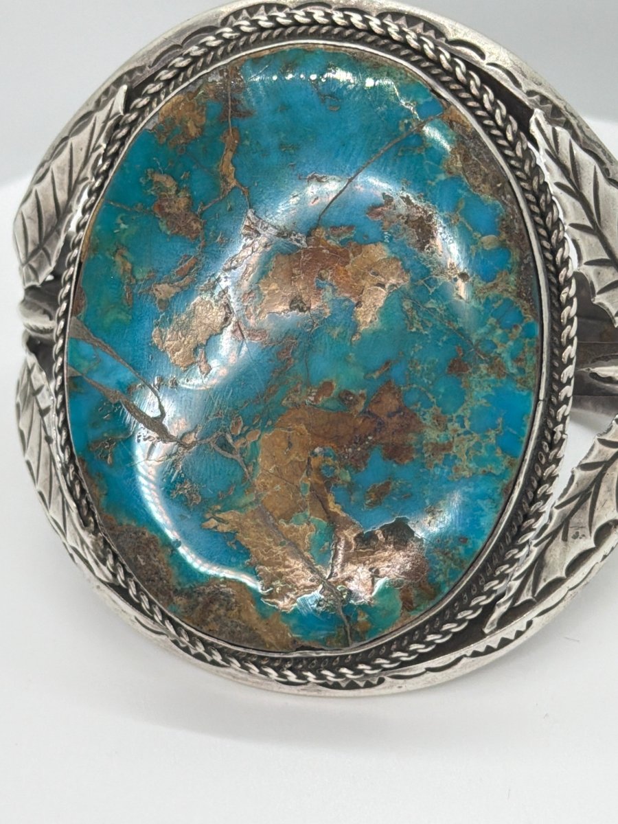 Vintage Natural Royston Mega Cuff Bracelet, by Tully Kee - Turquoise Mustang