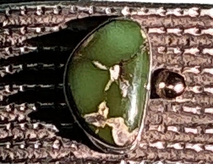 Stunning Tufa Cast Cuff with Olive Green Royston and 18ct Raindrop Embelishment by Arizona Anderson - Turquoise Mustang