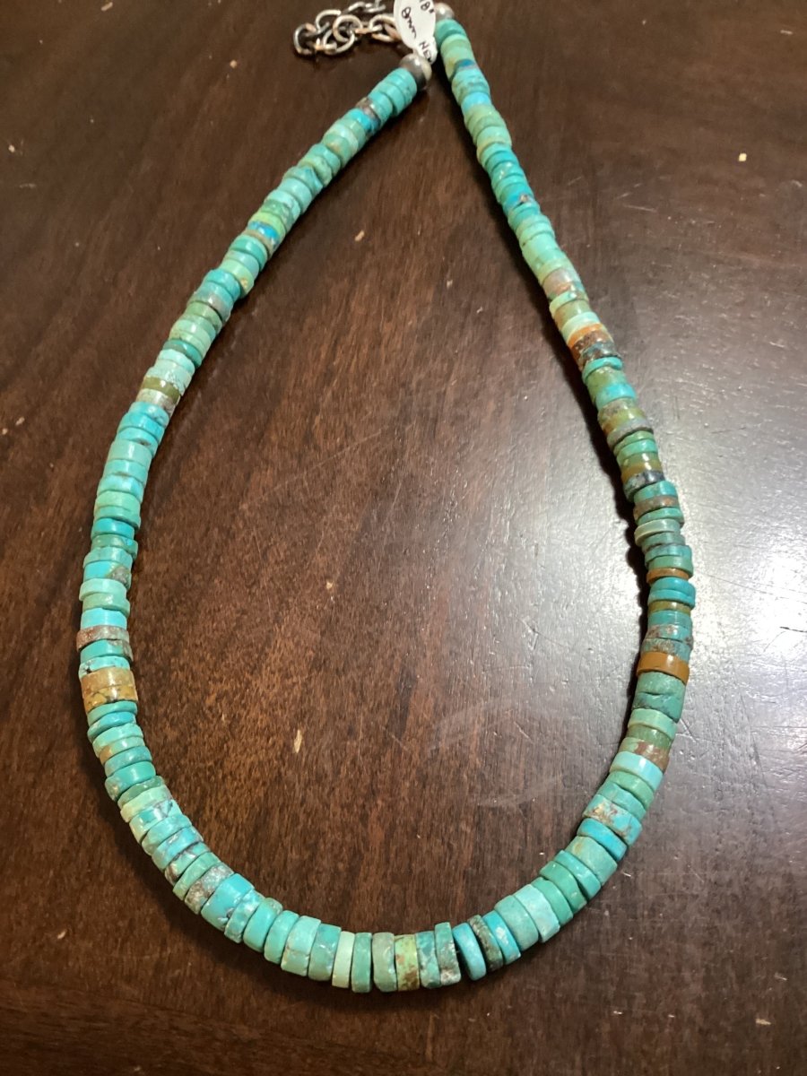 Necklace, 20" Natural Kingman Turquoise Heishi, Turquoise Mustang - Turquoise Mustang