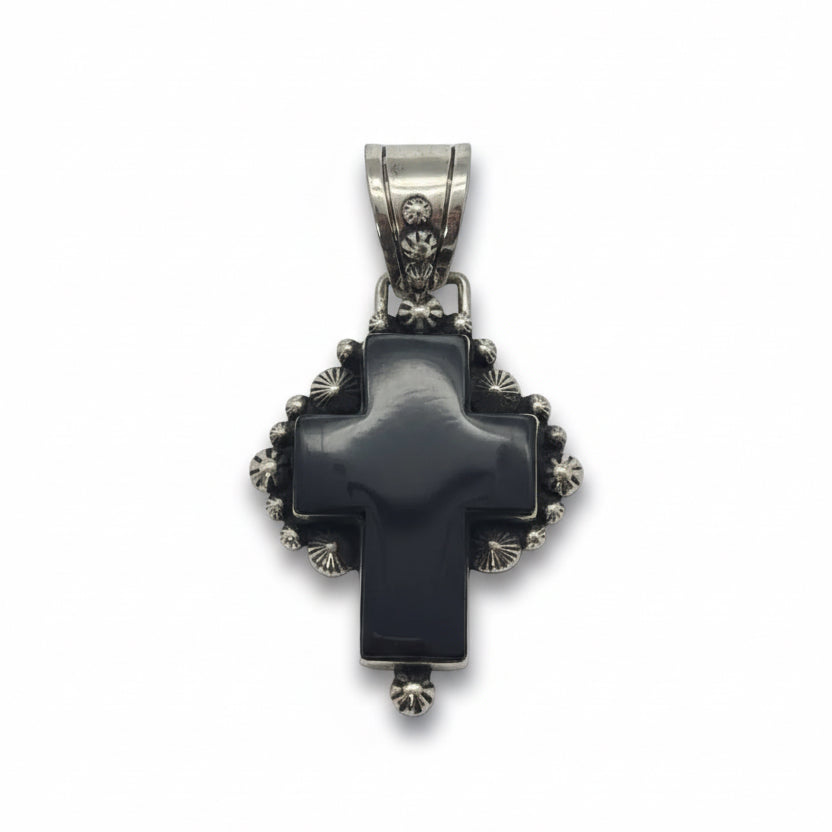 The Star - Crossed Lily Pendant in Black Onyx - Turquoise Mustang