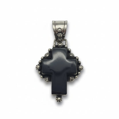 The Star - Crossed Lily Pendant in Black Onyx - Turquoise Mustang