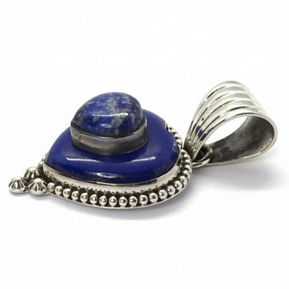 The Forget - Me - Not Heart Pendant in Denim Lapis and Premium Lapis - Turquoise Mustang