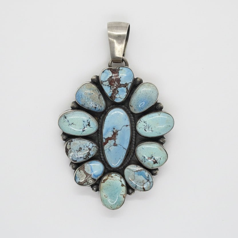 Golden Hills Turquoise Cluster Pendant by Jeff James - Turquoise Mustang