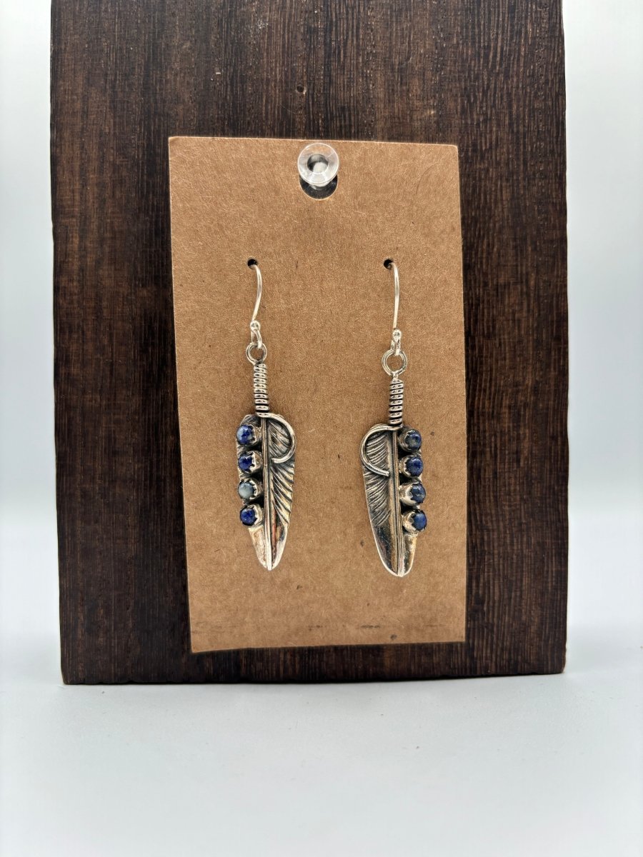The Cattail Feather Earrings - Turquoise Mustang