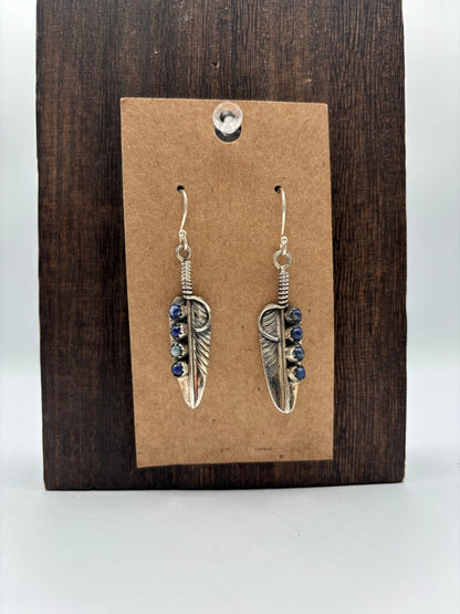 The Cattail Feather Earrings - Turquoise Mustang